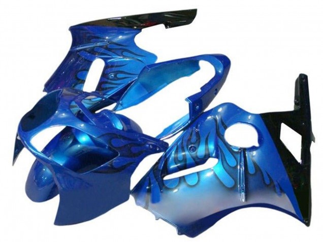 Billigste Kawasaki ZX12R Motorrad Verkleidung 2002-2006 - Blau Flamme Schwarz