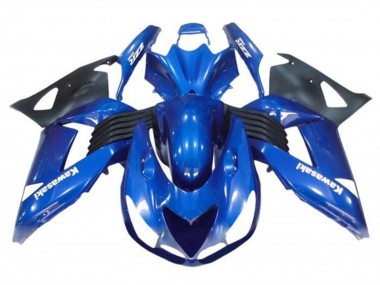 Billigste Kawasaki ZX14R ZZR1400 Motorrad Verkleidung 2006-2011 - Blau Schwarz Weiss Aufkleber