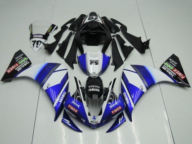 Billigste Yamaha YZF R1 Motorrad Verkleidung 2012-2014 - Weiss Blau Glanzendes Schwarz Volvo Fimer Yamalube