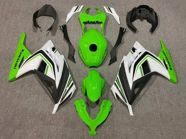 Billigste Kawasaki EX300 Motorrad Verkleidung 2013-2024 - Grun Weiss Schwarz Streifen