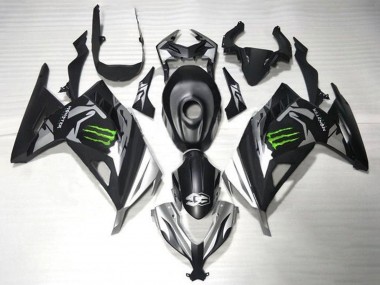 Billigste Kawasaki EX300 Motorrad Verkleidung 2013-2024 - Matt Schwarz Silber Grun Monster