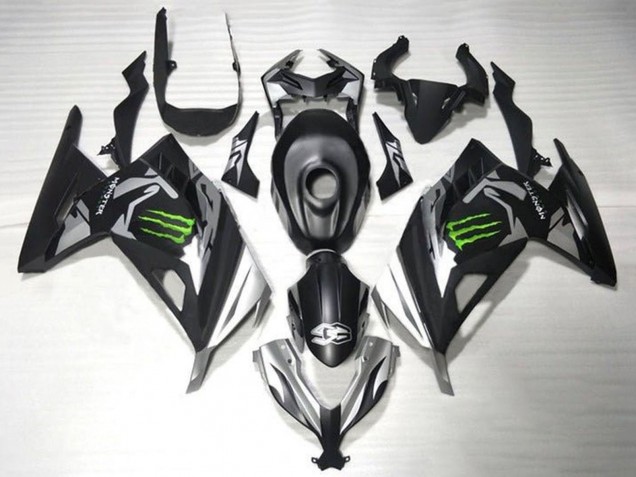 Billigste Kawasaki EX300 Motorrad Verkleidung 2013-2024 - Matt Schwarz Silber Grun Monster