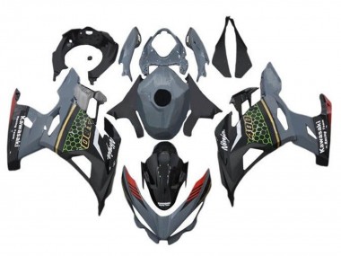 Billigste Kawasaki Ninja 400 Motorrad Verkleidung 2018-2024 - Grau Schwarz Rot Bienenwabe