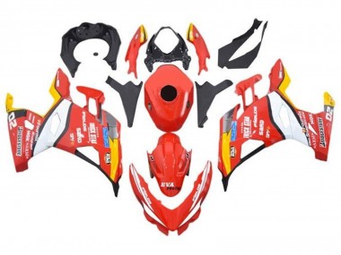 Billigste Kawasaki Ninja 400 Motorrad Verkleidung 2018-2024 - Rot Weiss Gelb Schwarz Trick Star Bridgestone