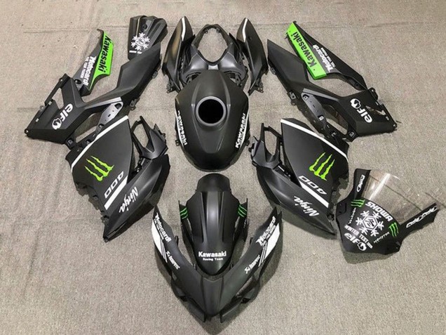 Billigste Kawasaki Ninja 400 Motorrad Verkleidung 2018-2024 - Matt Schwarz Weiss Grun Monster Schnee