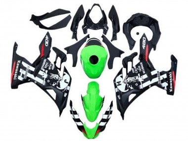 Billigste Kawasaki Ninja 400 Motorrad Verkleidung 2018-2024 - Grun Schwarz Weiss Rot Schadel