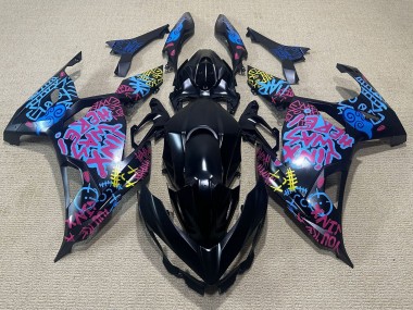 Billigste Kawasaki Ninja 400 Motorrad Verkleidung 2018-2024 - Schwarz Blau Jinx