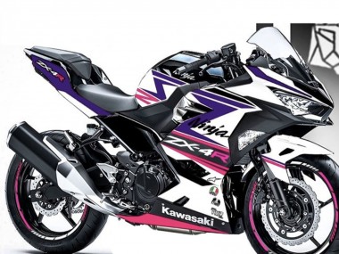 Billigste Kawasaki Ninja 400 Motorrad Verkleidung 2018-2024 - Weiss Lila Rosa