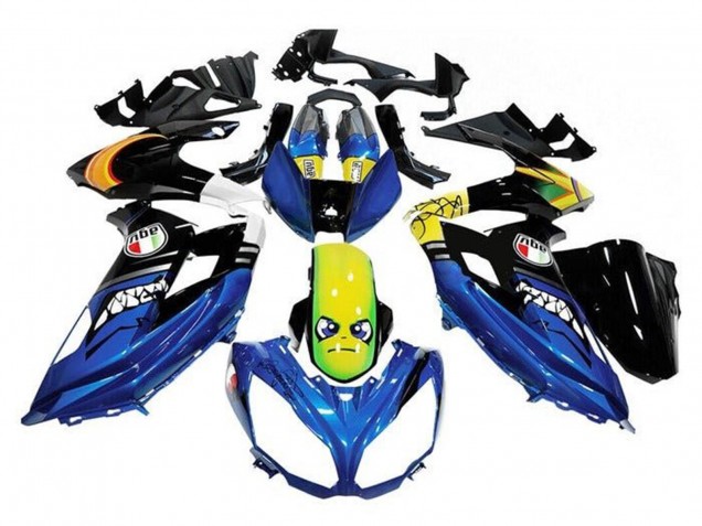 Billigste Kawasaki Ninja 650 EX650 Motorrad Verkleidung 2012-2016 - Blau Gelb Hai