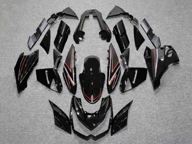 Billigste Kawasaki Z1000 Motorrad Verkleidung 2010-2013 - Glanzendes Schwarz Rot Streifen