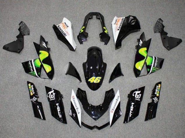 Billigste Kawasaki Z1000 Motorrad Verkleidung 2010-2013 - Glanzendes Schwarz Weiss Grun MoviStar Monster