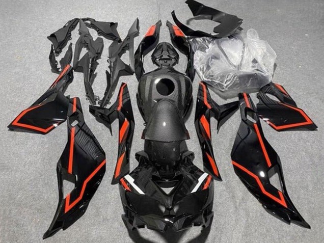 Billigste Kawasaki ZX25R ZX-25R Motorrad Verkleidung 2019-2025 - Schwarz Kunstkohlefaser Rot