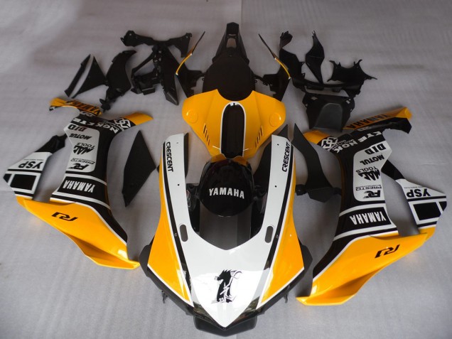 Billigste Yamaha YZF R1 Motorrad Verkleidung 2015-2019 - Orange Weiss Schwarz Motul YSP