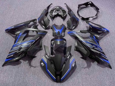 Billigste BMW S1000RR Motorrad Verkleidung 2019-2022 - Matt Schwarz Blau Weiss Streifen