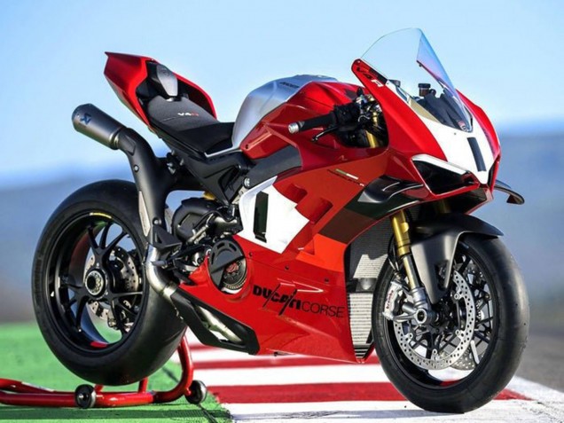 Billigste Ducati Panigale V4 V4S Motorrad Verkleidung 2022-2024 - Silber Weiss Rot Corse