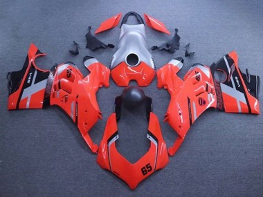 Billigste Ducati Panigale V4 V4S Motorrad Verkleidung 2020-2021 - Silber Rot Matt Schwarz Streifen 65