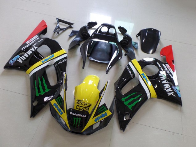 Billigste Yamaha YZF R6 Motorrad Verkleidung 1998-2002 - Glanzendes Schwarz Gelb Rot Grun Motul Monster