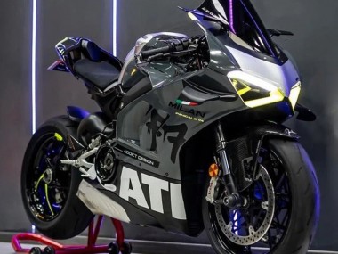 Billigste Ducati Panigale V4 V4S Motorrad Verkleidung 2020-2021 - Grau Weiss Gelb Schwarz