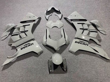 Billigste Ducati Panigale V4 V4S Motorrad Verkleidung 2020-2021 - Grau Glanzendes Schwarz