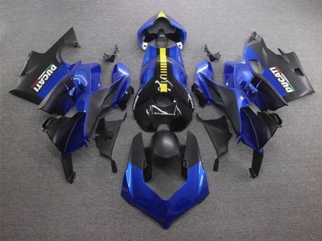 Billigste Ducati Panigale V4 V4S Motorrad Verkleidung 2020-2021 - Blau Gelb Matt Schwarz