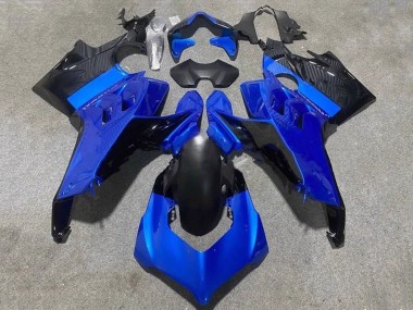 Billigste Ducati Panigale V4 V4S Motorrad Verkleidung 2020-2021 - Blau Glanzendes Schwarz