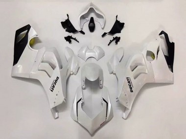 Billigste Ducati Panigale V4 V4S Motorrad Verkleidung 2020-2021 - Perl Weiss Glanzendes Schwarz
