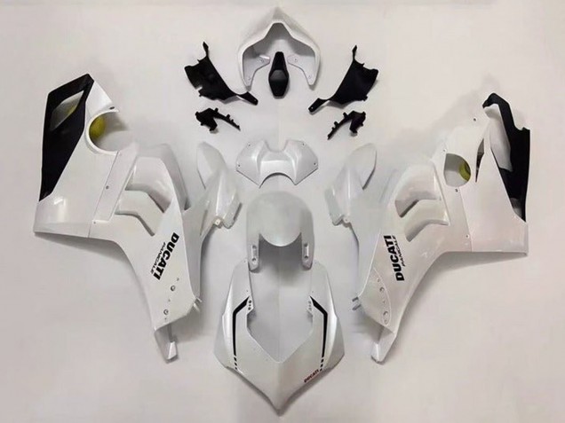 Billigste Ducati Panigale V4 V4S Motorrad Verkleidung 2020-2021 - Perl Weiss Glanzendes Schwarz