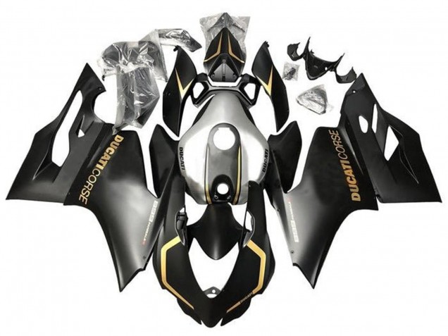 Billigste Ducati Panigale 899 Motorrad Verkleidung 2011-2014 - Matt Schwarz Gold Silber Corse