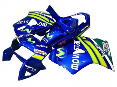 Billigste Honda VFR 800 Motorrad Verkleidung 1998-2001 - Blau Grun Weiss MoviStar Castrol HRC Schwarz Prince