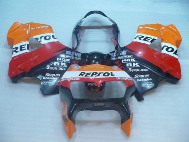 Billigste Honda VFR 800 Motorrad Verkleidung 1998-2001 - Orange Weiss Rot Schwarz Repsol