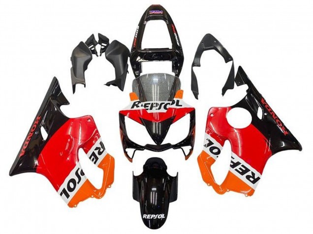 Billigste Honda CBR600 F4i Motorrad Verkleidung 2001-2003 - Orange Weiss Rot Glanzendes Schwarz Repsol