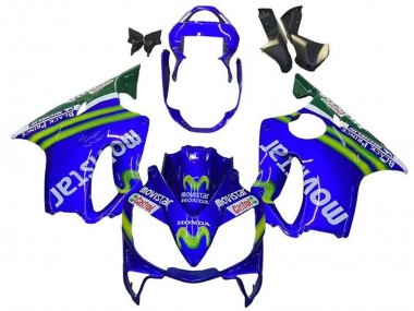 Billigste Honda CBR600 F4i Motorrad Verkleidung 2001-2003 - Blau Grun Weiss MoviStar