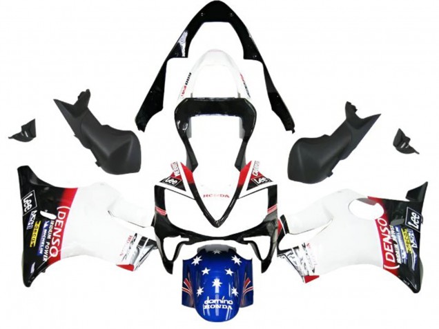 Billigste Honda CBR600 F4i Motorrad Verkleidung 2001-2003 - Weiss Blau Rot Glanzendes Schwarz Denso Stern