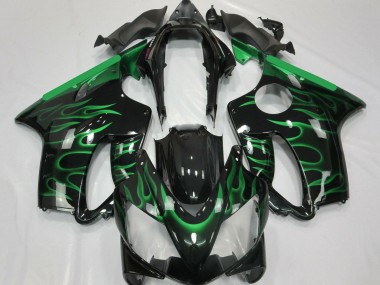 Billigste Honda CBR600 F4i Motorrad Verkleidung 2004-2007 - Glanzendes Schwarz Grun Flamme