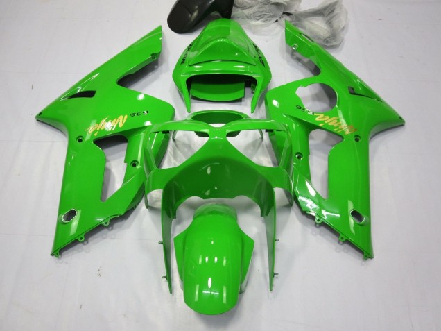 Billigste Kawasaki ZX6R Motorrad Verkleidung 2003-2004 - Grun Gold Aufkleber