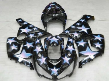 Billigste Kawasaki ZX6R Motorrad Verkleidung 2005-2006 - Schwarz Blau Weiss Stern