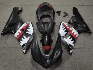 Billigste Kawasaki ZX6R Motorrad Verkleidung 2005-2006 - Matt Schwarz Weiss Rot Hai