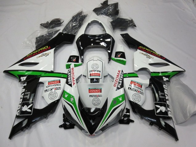 Billigste Kawasaki ZX6R Motorrad Verkleidung 2005-2006 - Weiss Schwarz Grun Rot Rizoma Playboy