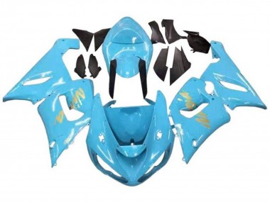 Billigste Kawasaki ZX6R Motorrad Verkleidung 2005-2006 - Hellblau Gold