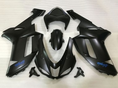 Billigste Kawasaki ZX6R Motorrad Verkleidung 2007-2008 - Matt Schwarz Blau Ninja