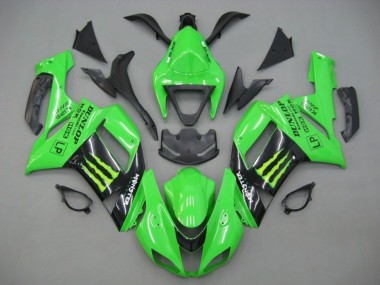 Billigste Kawasaki ZX6R Motorrad Verkleidung 2007-2008 - Grun Schwarz Monster Energy