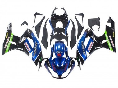 Billigste Kawasaki ZX6R Motorrad Verkleidung 2009-2012 - Blau Glanzendes Schwarz Rot Grun
