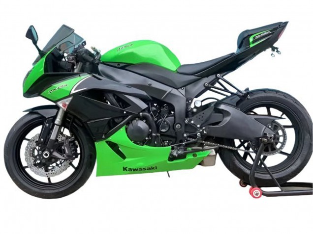 Billigste Kawasaki ZX6R Motorrad Verkleidung 2009-2012 - Grun Matt Schwarz