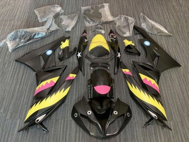 Billigste Kawasaki ZX6R Motorrad Verkleidung 2009-2012 - Gelb Rosa Matt Schwarz Hai