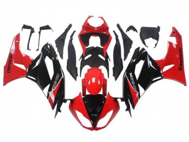 Billigste Kawasaki ZX6R Motorrad Verkleidung 2009-2012 - Rot Glanzendes Schwarz