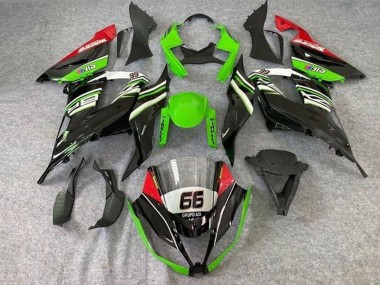 Billigste Kawasaki ZX6R Motorrad Verkleidung 2013-2018 - Grun Weiss Schwarz Rot Elf 66