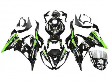 Billigste Kawasaki ZX6R Motorrad Verkleidung 2013-2018 - Glanzendes Schwarz Grun Weiss Monster Schnee