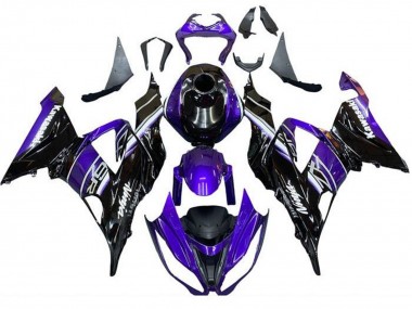Billigste Kawasaki ZX6R Motorrad Verkleidung 2013-2018 - Blau Glanzendes Schwarz
