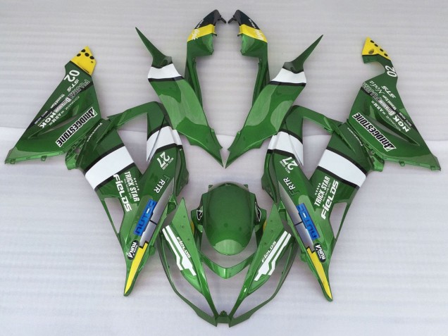 Billigste Kawasaki ZX6R Motorrad Verkleidung 2013-2018 - Grun Gelb Blau Weiss