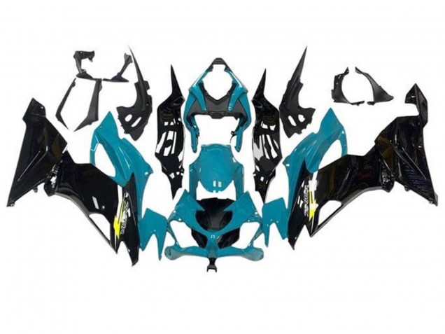 Billigste Kawasaki ZX6R Motorrad Verkleidung 2019-2022 - Blau Grun Blau Glanzendes Schwarz Gelb